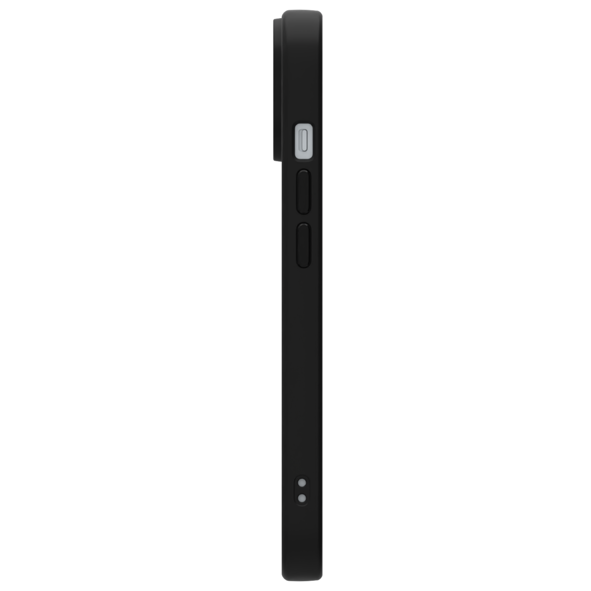 Casing MagSafe Hybrid Matte Āsenaru, dilengkapi bumper TPU hitam matte dan bagian belakang abu-abu tembus pandang, dirancang untuk daya tahan dan perlindungan perangkat sepenuhnya, kompatibel dengan aksesori MagSafe.