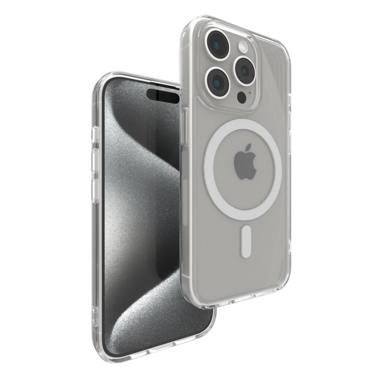 Image of the Āsenaru Lite Hybrid Case, a slim 1.3mm iPhone case with transparent TPU bumpers and a rigid polycarbonate back, showcasing full protection and MagSafe compatibility.