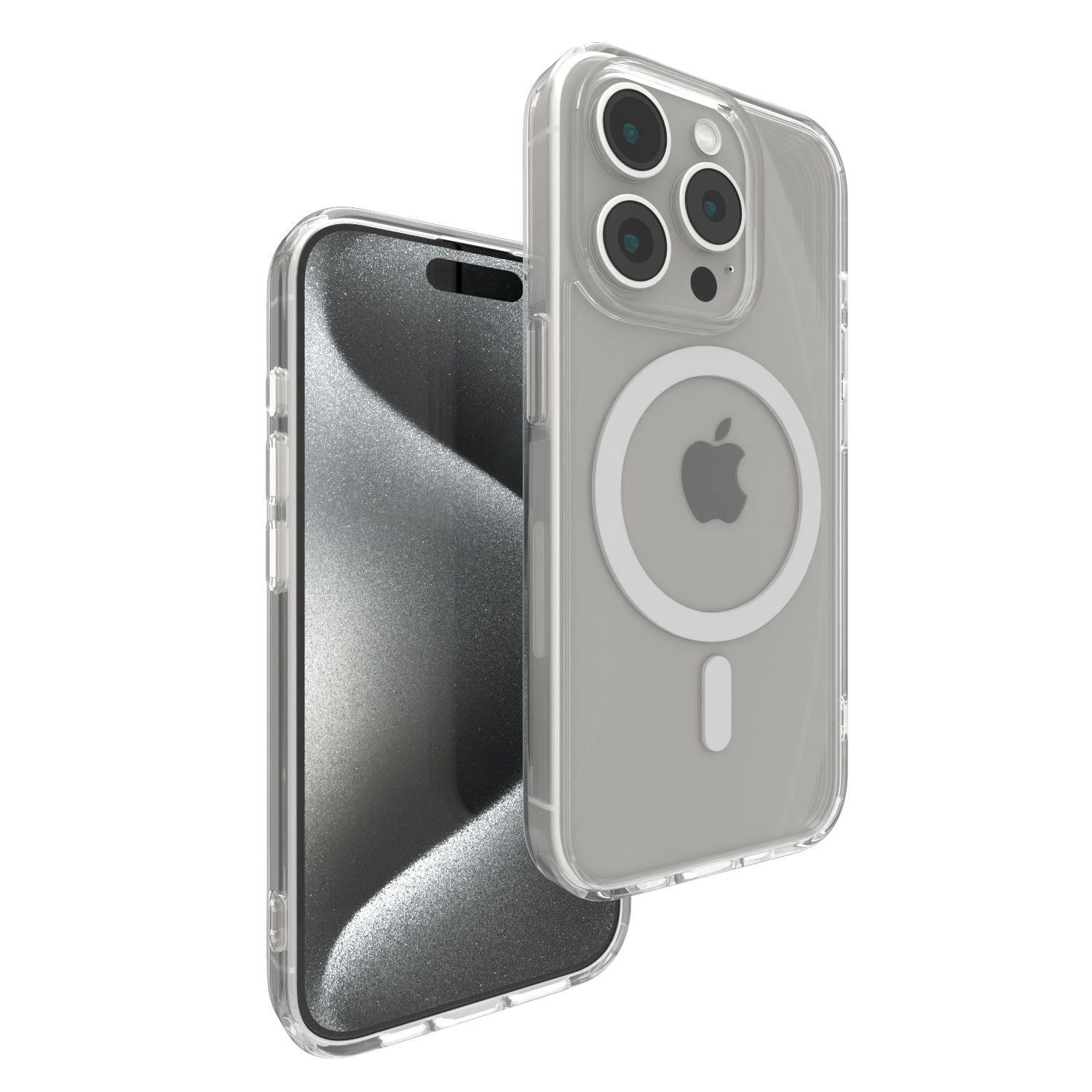 Image of the Āsenaru Lite Hybrid Case, a slim 1.3mm iPhone case with transparent TPU bumpers and a rigid polycarbonate back, showcasing full protection and MagSafe compatibility.