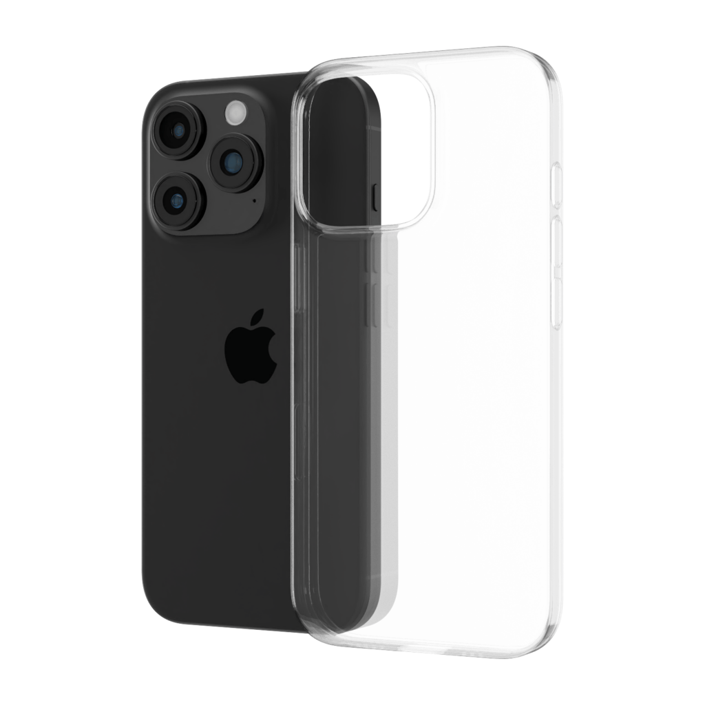 The Āsenaru Lite Hybrid Magsafe Case, a slim 1.3mm iPhone case with transparent TPU bumpers and a rigid polycarbonate back, showcasing full protection and MagSafe compatibility.