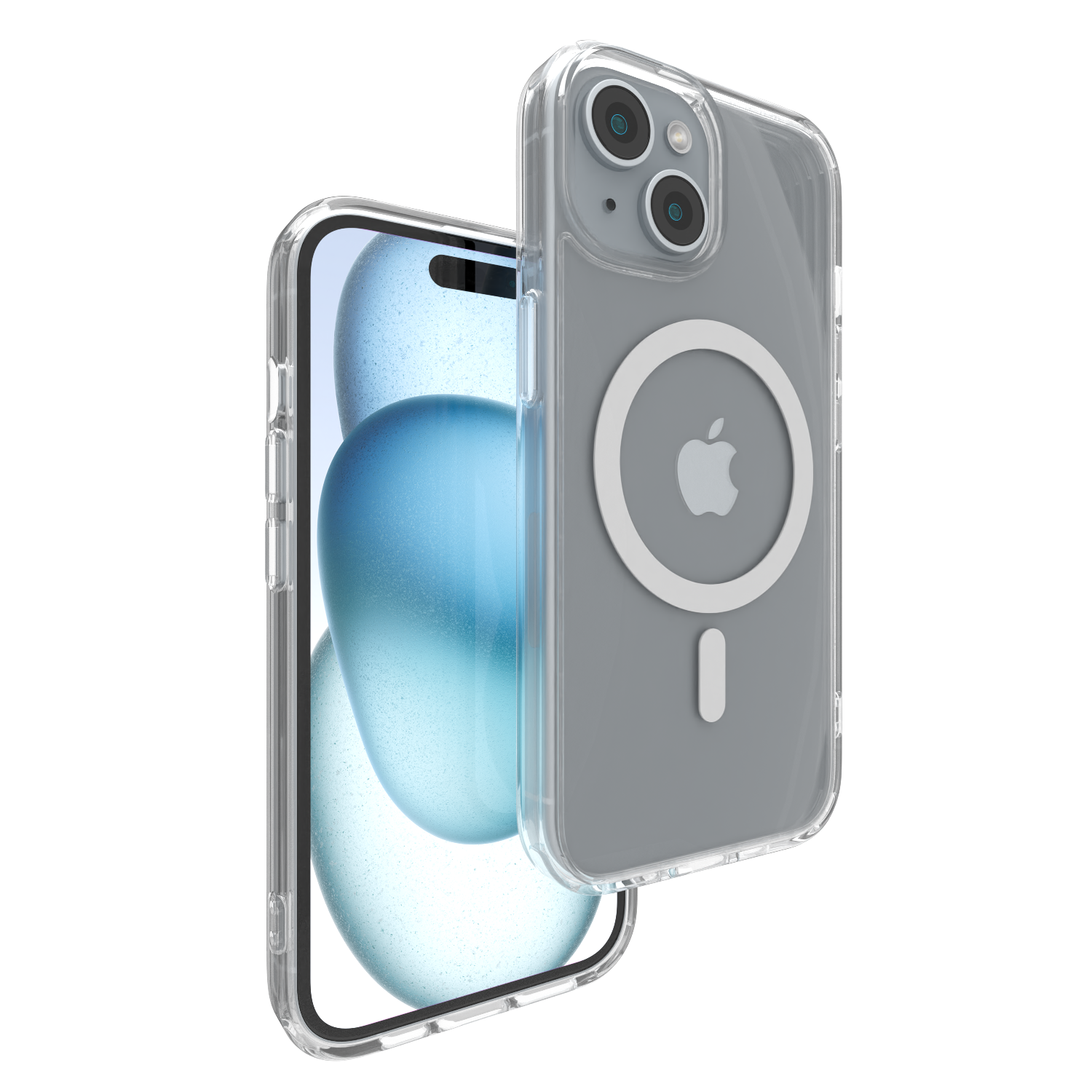 Image of the Āsenaru Lite Hybrid Case, a slim 1.3mm iPhone case with transparent TPU bumpers and a rigid polycarbonate back, showcasing full protection and MagSafe compatibility.