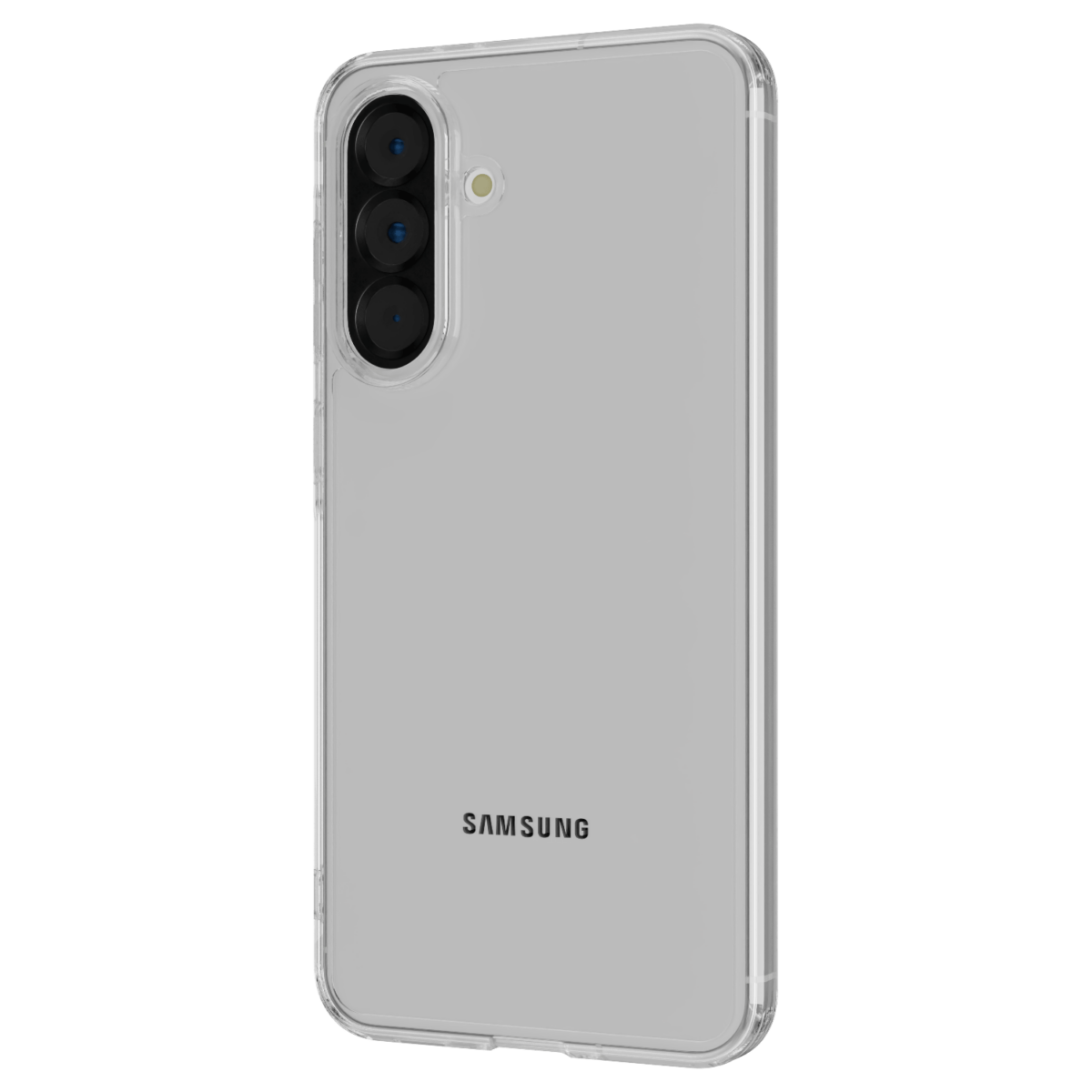 The Āsenaru Lite Hybrid Case, a slim 1.3mm Galaxy A56 case with transparent TPU bumpers and a rigid polycarbonate back, showcasing full protection.