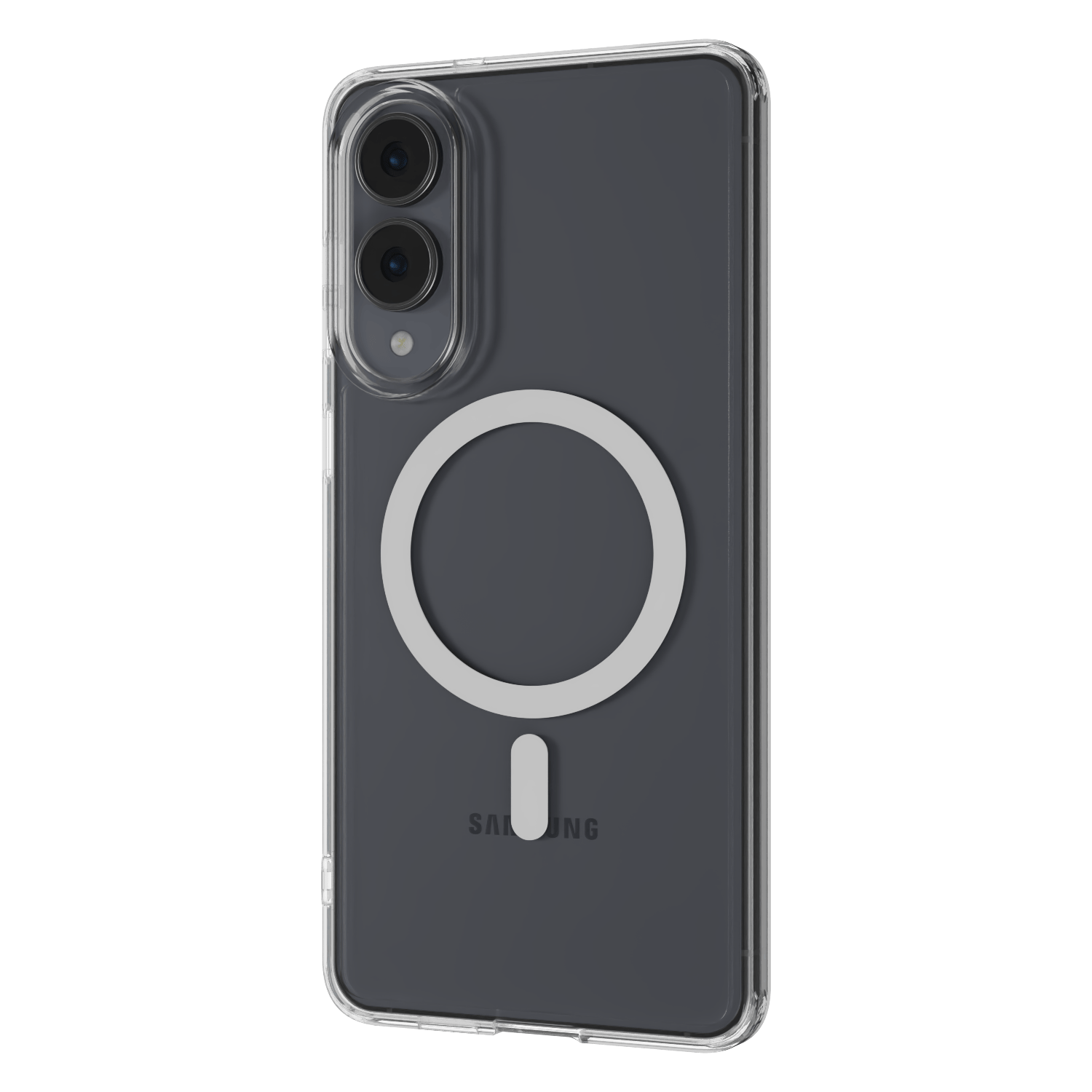 The Āsenaru Lite Hybrid Magsafe Case, a slim 1.3mm Galaxy S25 case with transparent TPU bumpers and a rigid polycarbonate back, showcasing full protection and MagSafe compatibility.