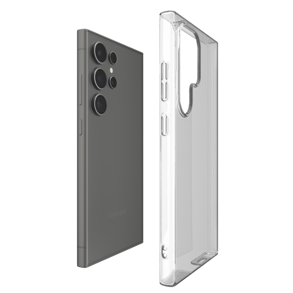Gambar Āsenaru Airlite Thin Case, casing polikarbonat bening Samsung Galaxy, dengan ketebalan 0,5 mm, memberikan perlindungan ramping dan tidak mencolok.