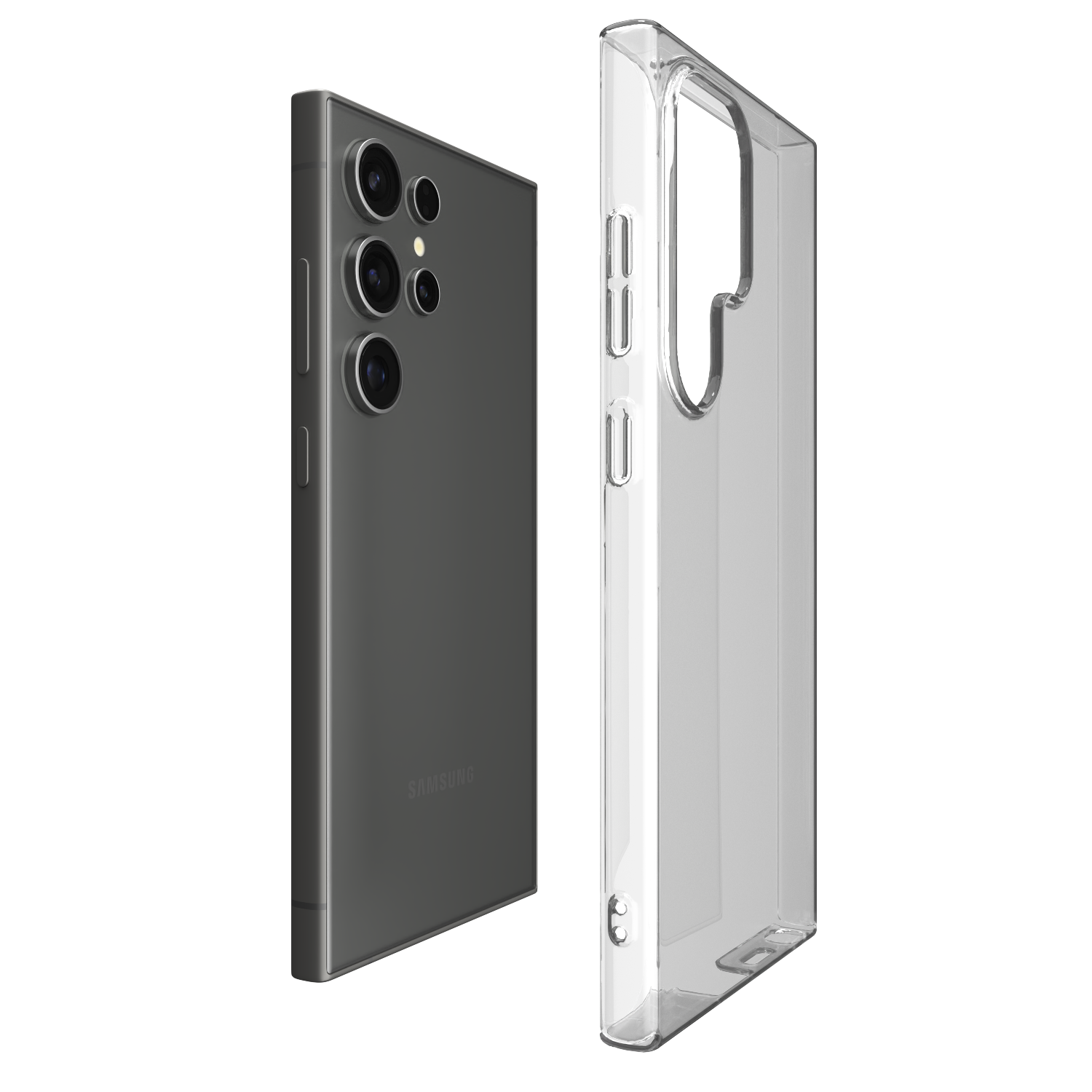 Gambar Āsenaru Airlite Thin Case, casing polikarbonat bening Samsung Galaxy, dengan ketebalan 0,5 mm, memberikan perlindungan ramping dan tidak mencolok.
