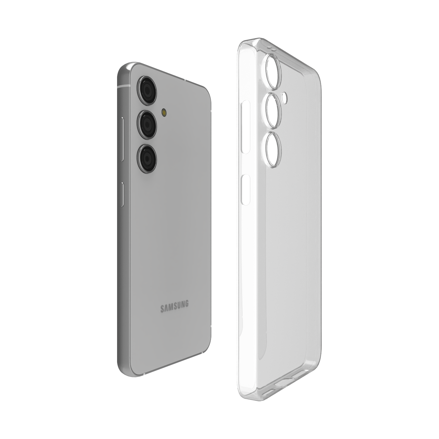 Close-up of the Āsenaru Signature Super Slim Case for Samsung galaxy s24 series, an ultra-thin 0.35mm case available in multiple colors, designed to provide sleek, minimalist protection with raised edges around the screen and camera.