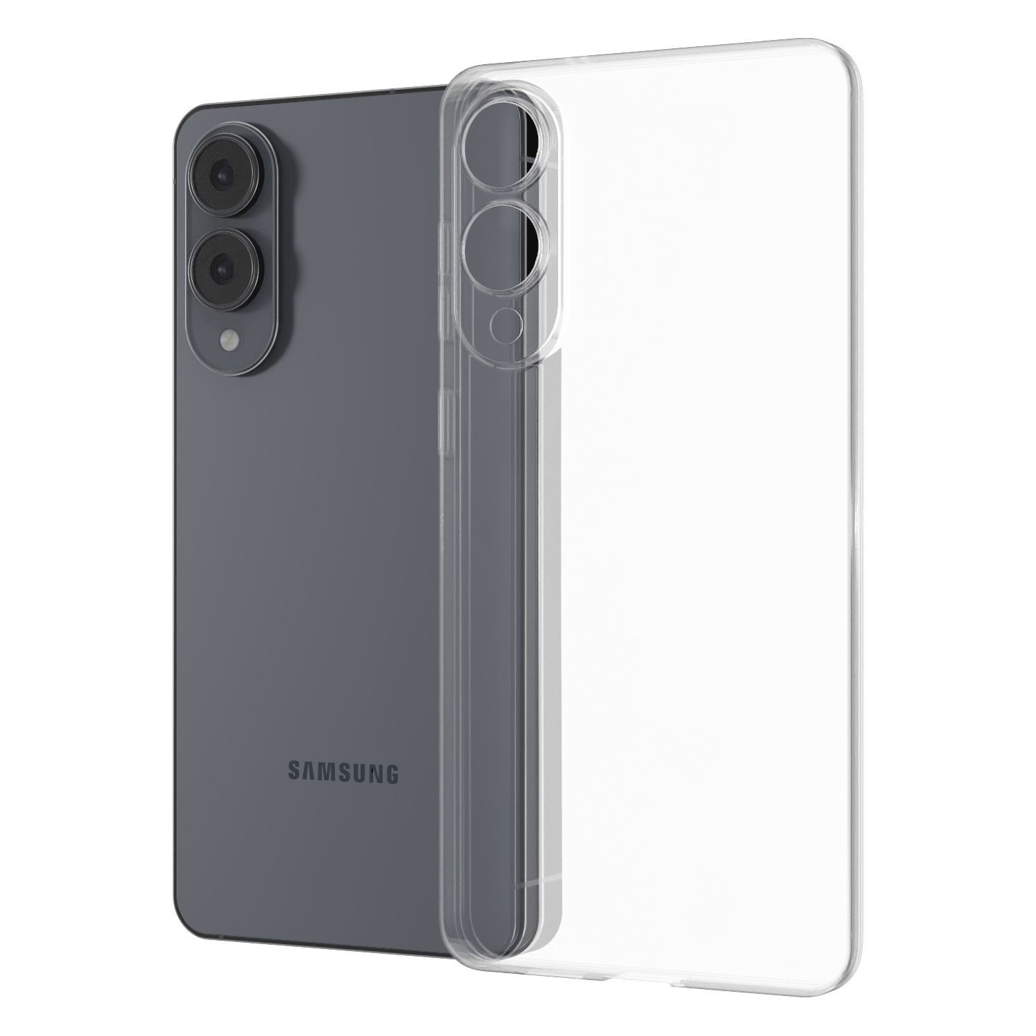 The Āsenaru Signature Super Slim Case, an ultra-thin 0.35mm Galaxy S25 case available in multiple colors, designed to provide sleek, minimalist protection with raised edges around the screen and camera.