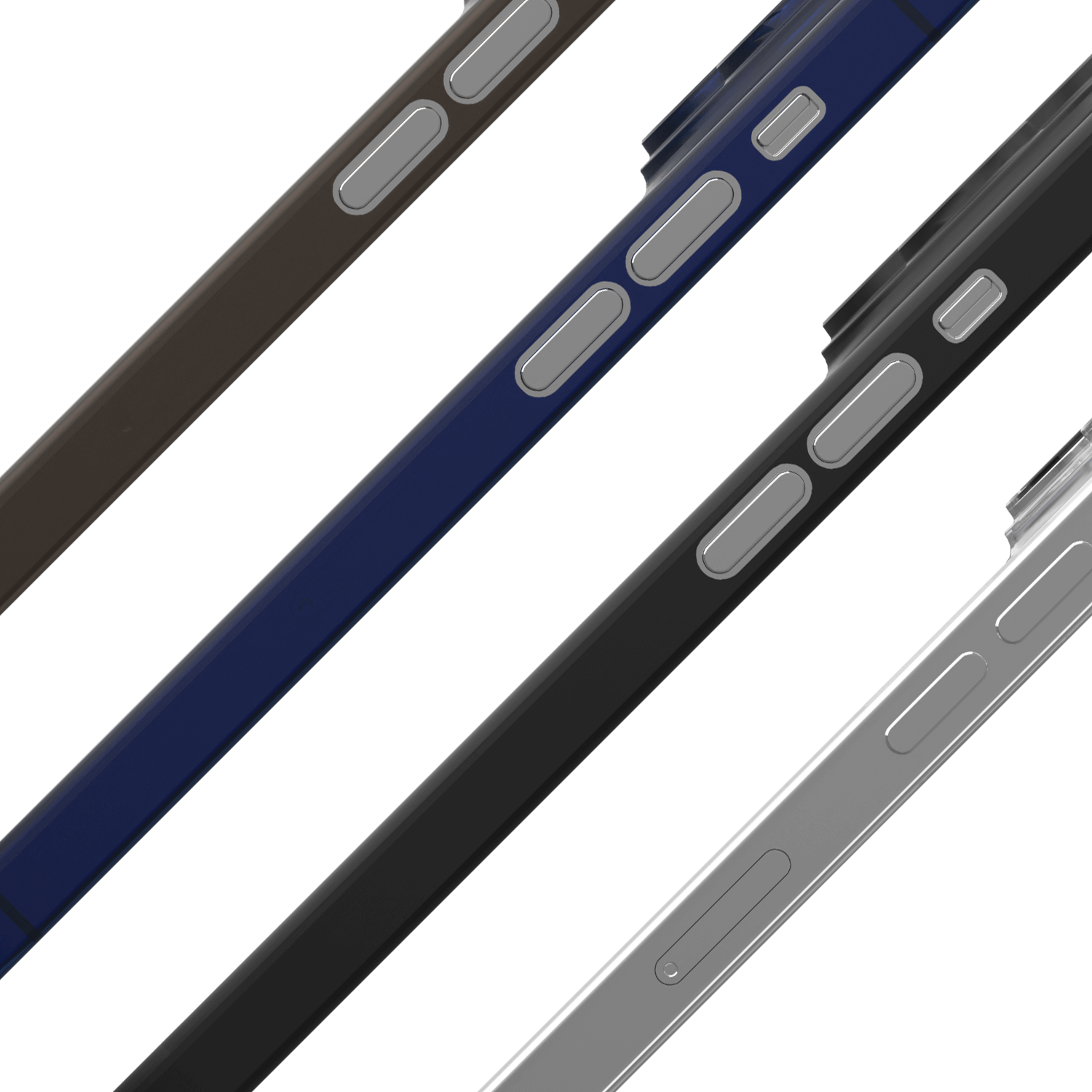 Close-up of the Āsenaru Signature Super Slim Case, an ultra-thin 0.35mm iPhone case available in multiple colors, designed to provide sleek, minimalist protection with raised edges around the screen and camera.